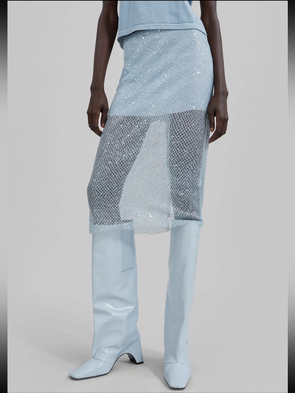 NWT Jess sequin sheer blue skirt